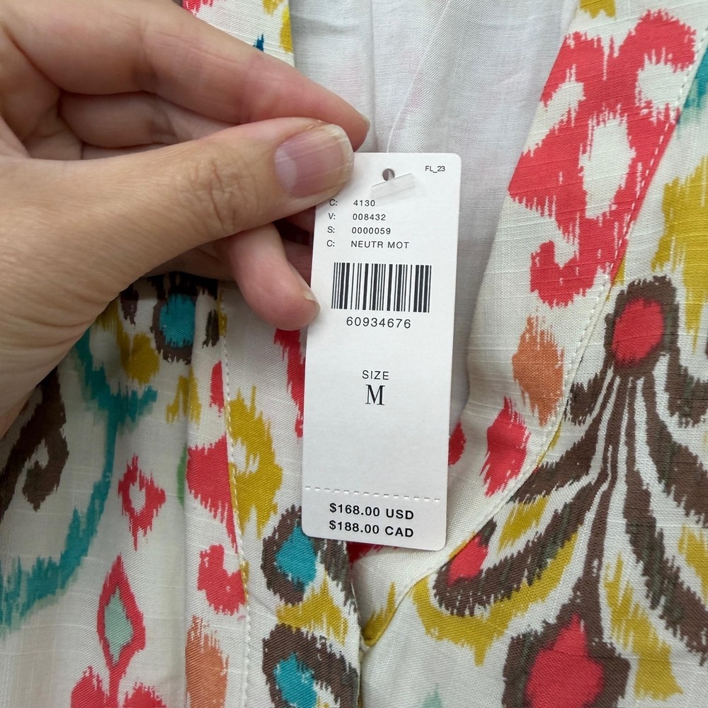 Anthropologie Felipa Maxi Dress Womens Medium Multicolor Ikat Midi Smocked NWT - Picture 4 of 11